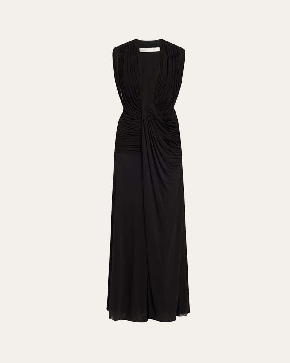 Ripple Draped Double-Layer Gown